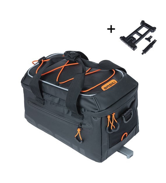 Torba na bagażnik BASIL MILES TARPAULIN TRUNKBAG MIK 7L, MIK System (ready to go), 100% wodoodporna black orange (NEW)