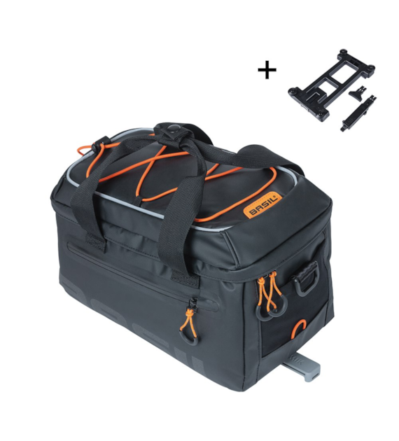 Torba na bagażnik BASIL MILES TARPAULIN TRUNKBAG MIK 7L, MIK System (ready to go), 100% wodoodporna black orange (NEW)