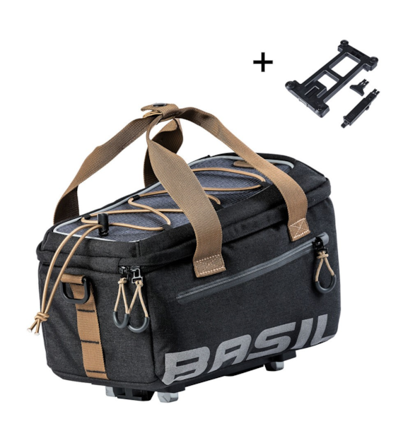 Torba na bagażnik BASIL MILES TRUNK BAG, MIK z adapterem do mocowania (ready to go), 7L, Wodoodporna, black slate (NEW)