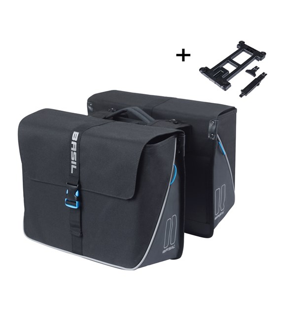 Sakwa podwójna BASIL FORTE DOUBLE PANNIER BAG 35L MIK, MIK System (ready to go), wodoodporna poliester, black (NEW)