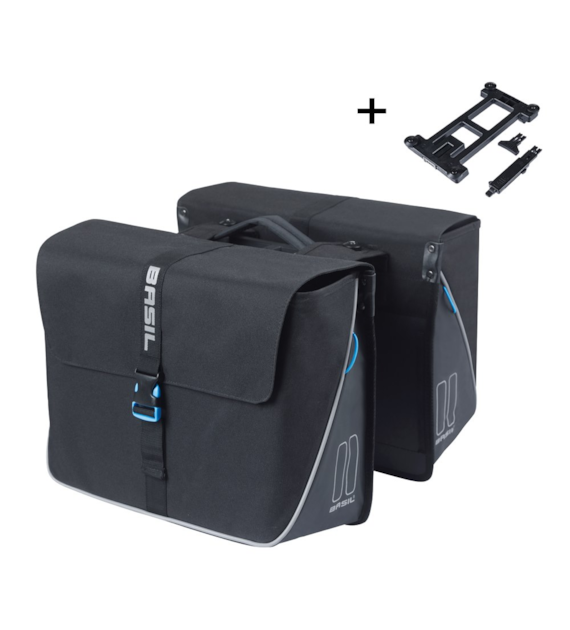 Sakwa podwójna BASIL FORTE DOUBLE PANNIER BAG 35L MIK, MIK System (ready to go), wodoodporna poliester, black (NEW)