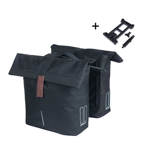 Sakwa pojedyncza BASIL CITY DOUBLE PANNIER MIK 28-32L, MIK System (ready to go) wodoodporny poliester, black (NEW 2026)