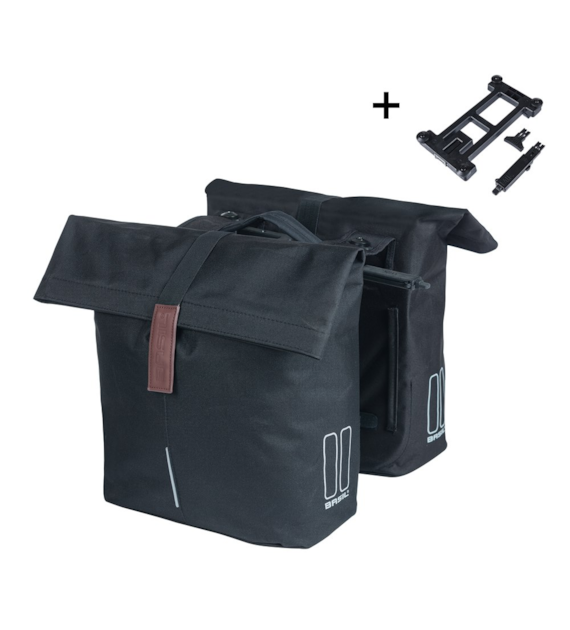 Sakwa pojedyncza BASIL CITY DOUBLE PANNIER MIK 28-32L, MIK System (ready to go) wodoodporny poliester, black (NEW 2026)