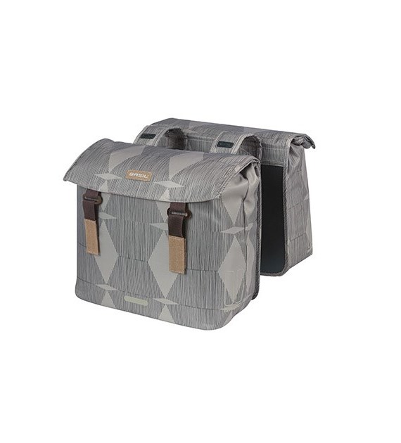 Torba na bagażnik BASIL ELEGANCE DOUBLE PANNIER BAG 40-49 Universal Bridge System, wodoodporna chateau taupe (NEW)