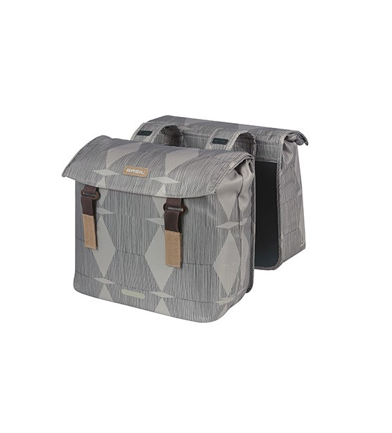 Sakwa podwójna BASIL ELEGANCE DOUBLE PANNIER BAG 40-49 Universal Bridge System, wodoodporna chateau taupe (NEW)