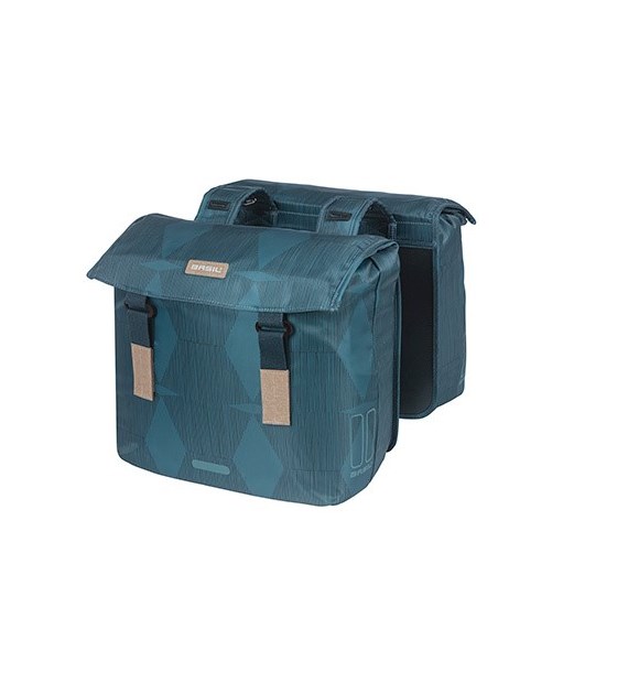 Torba na bagażnik BASIL ELEGANCE DOUBLE PANNIER BAG 40-49 Universal Bridge System, wodoodporna estate blue (NEW)