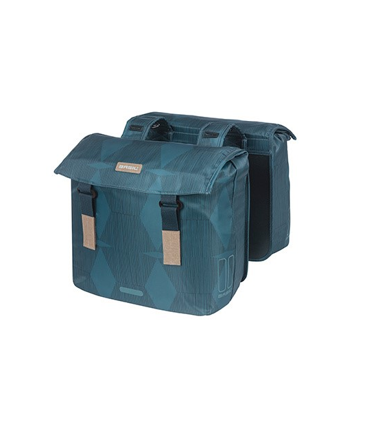 Sakwa podwójna BASIL ELEGANCE DOUBLE PANNIER BAG 40-49 Universal Bridge System, wodoodporna estate blue (NEW)