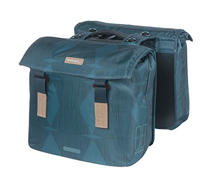 Torba na bagażnik BASIL ELEGANCE DOUBLE PANNIER BAG MIK 40-49L, MIK System (ready to go) wodoodporna estate blue (NEW)