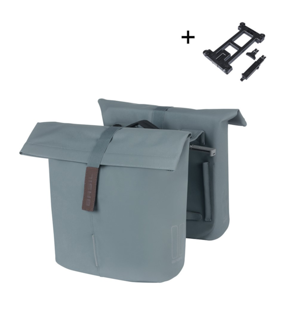 Sakwa podwójna BASIL CITY DOUBLE PANNIER BAG MIK 28-32L, MIK System (ready to go), graphite blue (NEW)