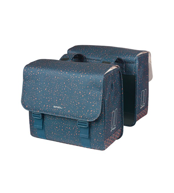 Sakwa podwójna BASIL FLAIR DOUBLE BICYCLE BAG, Universal Bridge System, 35L, Wodoodporna, Navy (NEW)