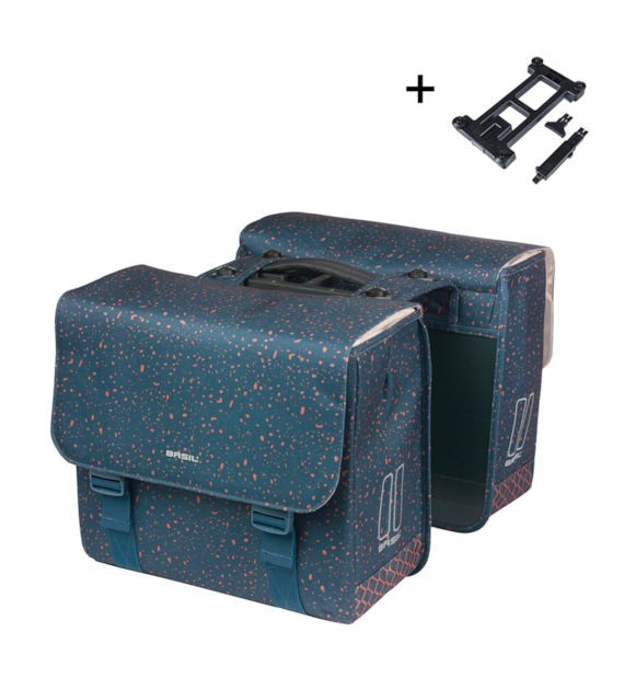 Sakwa podwójna BASIL FLAIR DOUBLE BICYCLE BAG MIK, MIK z adapterem do mocowania (ready to go), 35L, Wodoodporna, Navy (NEW)