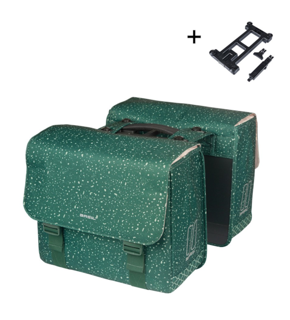Sakwa podwójna BASIL FLAIR DOUBLE BICYCLE BAG MIK, MIK z adapterem do mocowania (ready to go), 35L, Wodoodporna, Green (NEW)