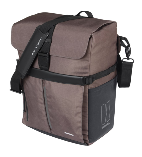 Sakwa pojedyncza BASIL MOVE COMMUTER BICYCLE BAG, MIK STUDS, 15L, wodoodporna, Brown (NEW)