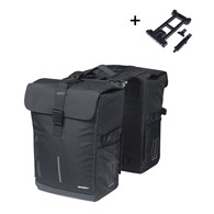 Sakwy BASIL MOVE DOUBLE BICYCLE BAG, MIK z adapterem do mocowania, 30L, Wodoodporna, Black (NEW 2025)