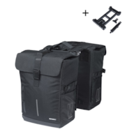 Sakwa podwójna BASIL MOVE DOUBLE BICYCLE BAG, MIK z adapterem do mocowania (ready to go), 30L, Wodoodporna, Black (NEW)