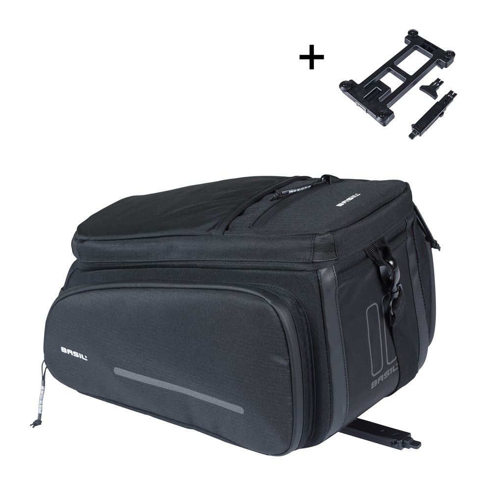 Torba na bagażnik BASIL MOVE TRUNK BAG, MIK z adapterem do mocowania (ready to go), 10-26L, Wodoodporna, Black (NEW 2025)