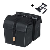 Sakwa podwójna BASIL URBAN DRY DOUBLE BAG 50L MIK, MIK System (ready to go), poliester, wodooporna, matt black (NEW)