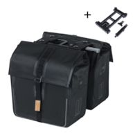 Sakwa podwójna BASIL URBAN DRY DOUBLE BAG 50L MIK, MIK System (ready to go), poliester, wodooporna, matt black (NEW)