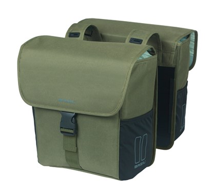 Sakwa miejska podwójna BASIL GO DOUBLE BAG 32L, Universal Bridge System, dark green (NEW 2025)
