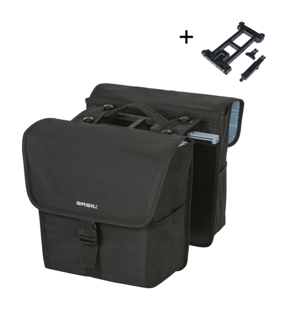 Sakwa podwójna BASIL GO DOUBLE BAG MIK 32L MIK System (ready to go) solid black (NEW)