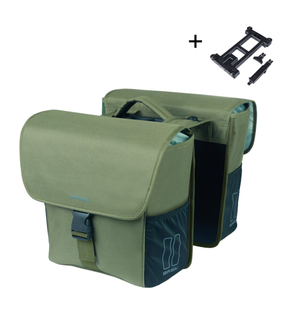 Sakwa podwójna BASIL GO DOUBLE BAG MIK 32L MIK System (ready to go) dark green (WYPRZEDAŻ -50%)