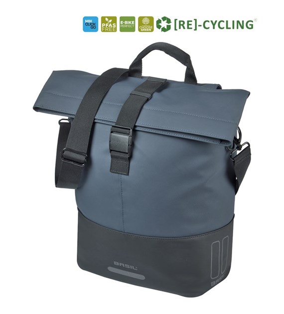 Sakwa pojedyncza BASIL COVE BICYCLE SHOPPER 14-16L, MIK Hooks, navy/black (NEW 2026)