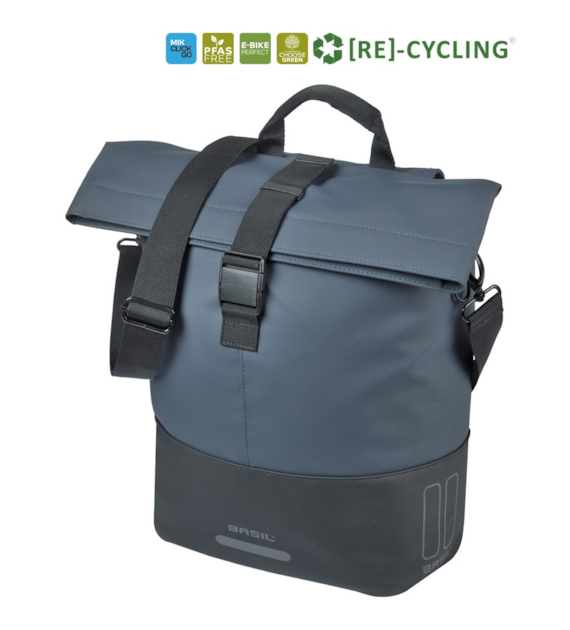 Sakwa pojedyncza BASIL COVE BICYCLE SHOPPER 14-16L, MIK Hooks, navy/black (NEW 2026)