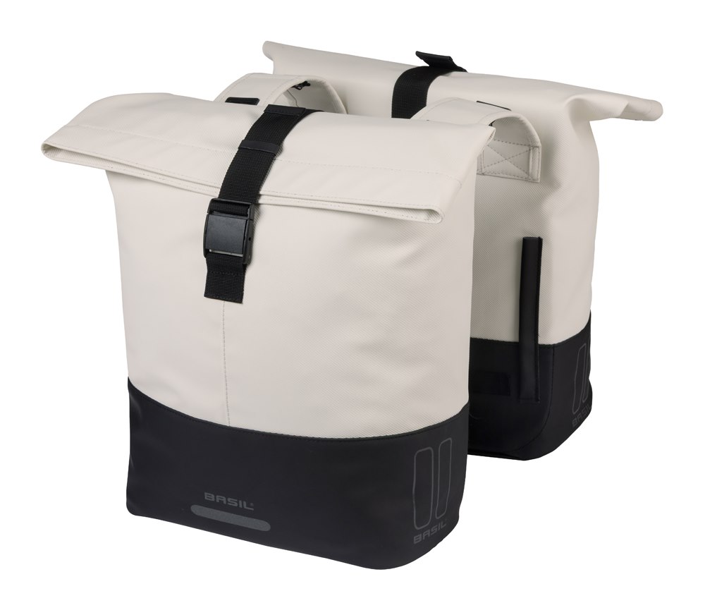Sakwa podwójna BASIL COVE DOUBLE PANNIER BAG 28-32L, Universal Bridge System, off-white/black (NEW 2026)