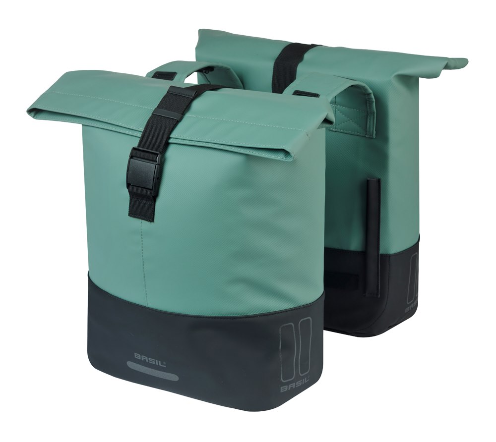 Sakwa podwójna BASIL COVE DOUBLE PANNIER BAG 28-32L, Universal Bridge System, silvergreen/black (NEW 2026)