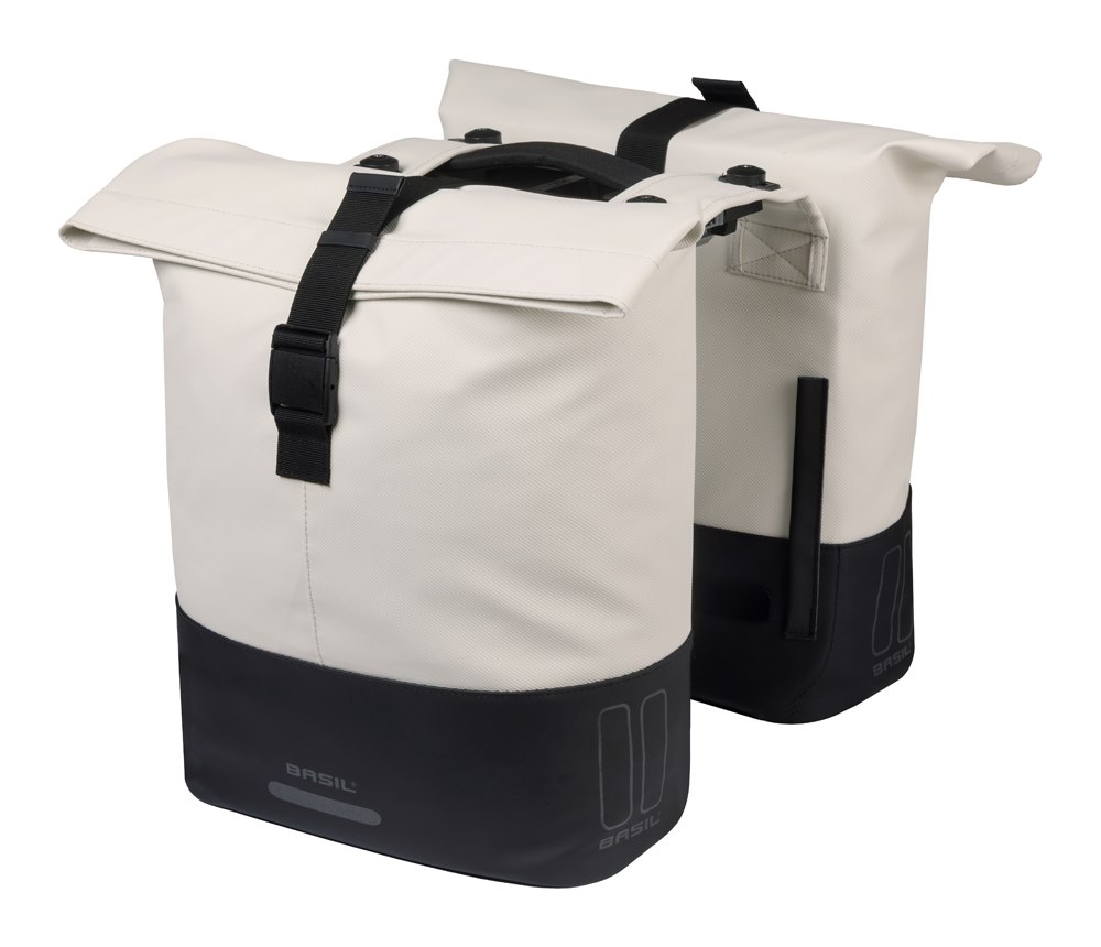 Sakwa podwójna BASIL COVE DOUBLE PANNIER BAG 28-32L, MIK Hooks System, off-white/black (NEW 2026)