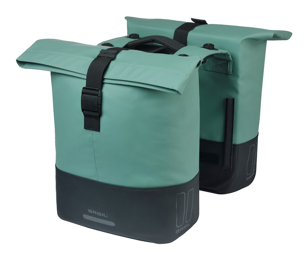 Sakwa podwójna BASIL COVE DOUBLE PANNIER BAG 28-32L, MIK Hooks System, silvergreen/black (NEW 2026)