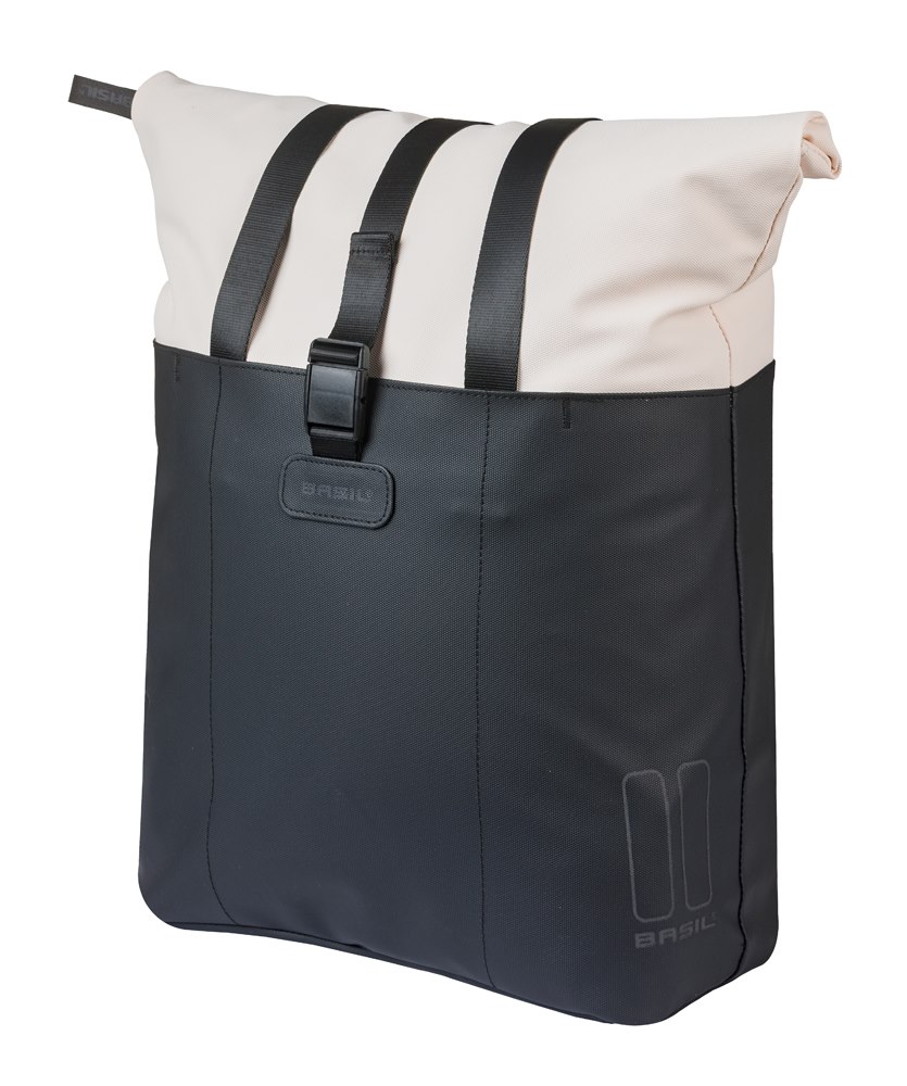 Torba BASIL VIVE BICYCLE SHOPPER, MIK Hooks, 15-20L, Wodoodporna, off-white/black (NEW 2026)