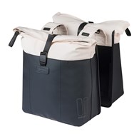 Sakwa podwójna na bagażnik BASIL CLOVE DOUBLE PANNIER BAG 28-35L, Universal Bridge System, off-white/black (NEW 2026)