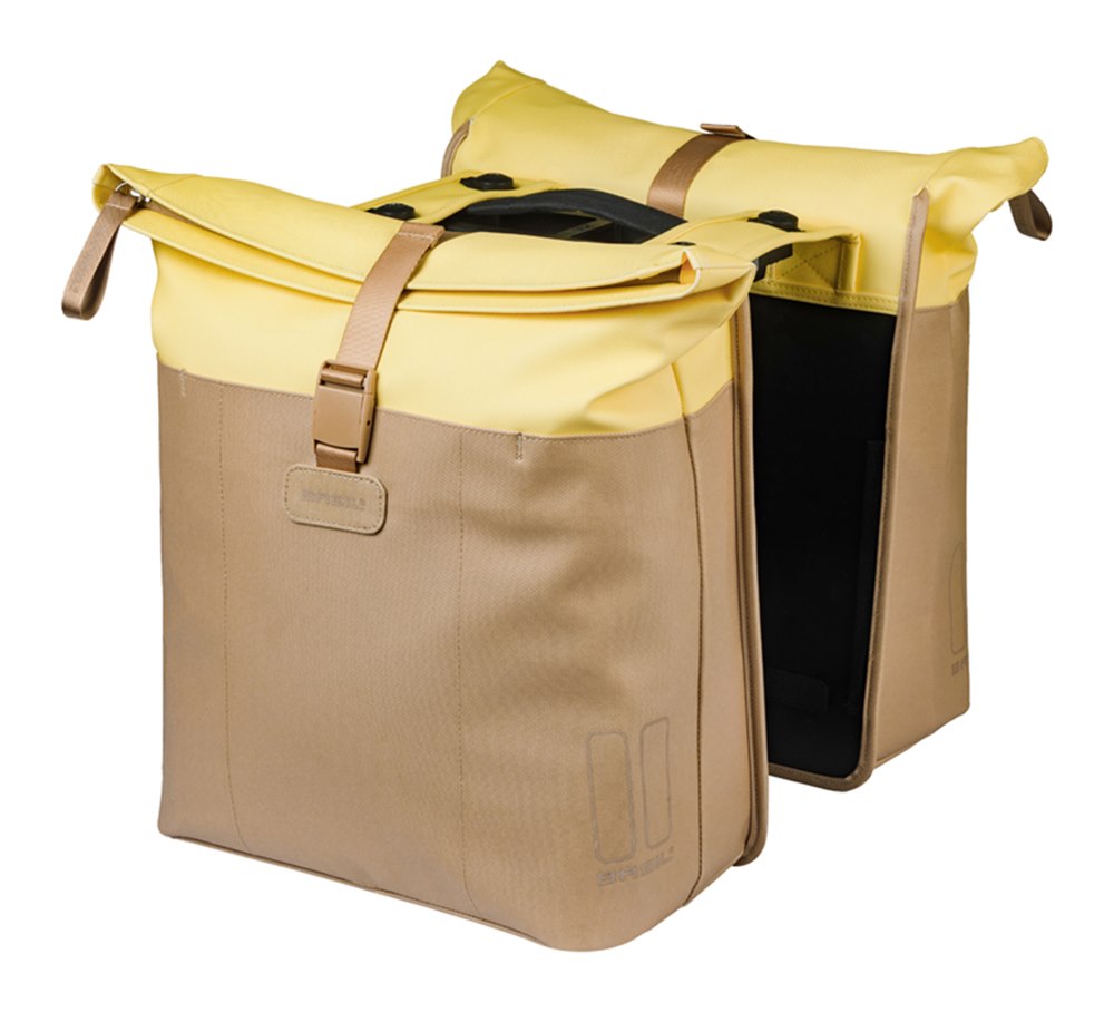 Sakwa podwójna na bagażnik BASIL VIVE DOUBLE PANNIER BAG 28-35L, MIK Hooks System, sand/yellow (NEW 2026)