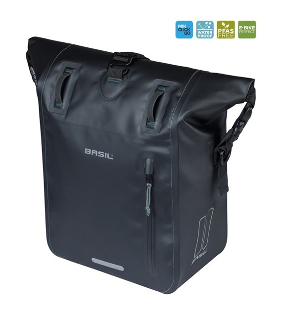 Sakwa pojedyncza BASIL RIVO M SINGLE PANNIER BAG 12-15L, MIK Hooks, wodoodporna, black (NEW 2026)