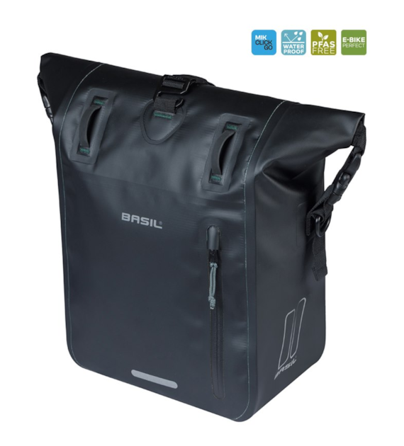 Sakwa pojedyncza BASIL RIVO M SINGLE PANNIER BAG 12-15L, MIK Hooks, wodoodporna, black (NEW 2026)