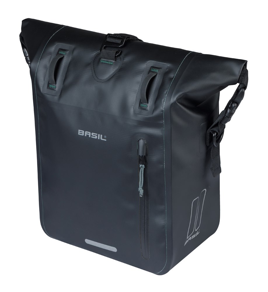 Sakwa pojedyncza BASIL RIVO M SINGLE PANNIER BAG 12-15L, MIK Hooks System, wodoodporna, black (NEW 2026)