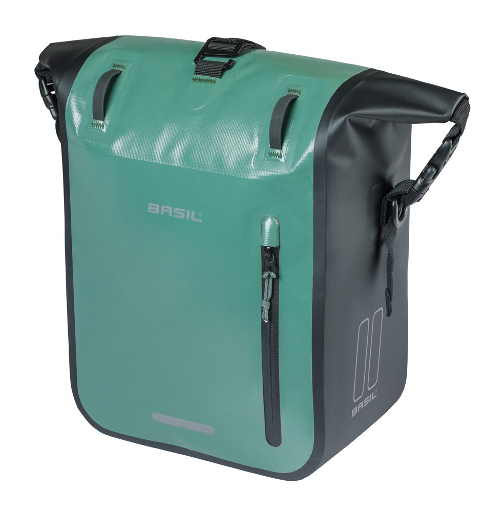 Sakwa pojedyncza BASIL RIVO M SINGLE PANNIER BAG 12-15L, MIK Hooks System, wodoodporna, silvergreen/black (NEW 2026)