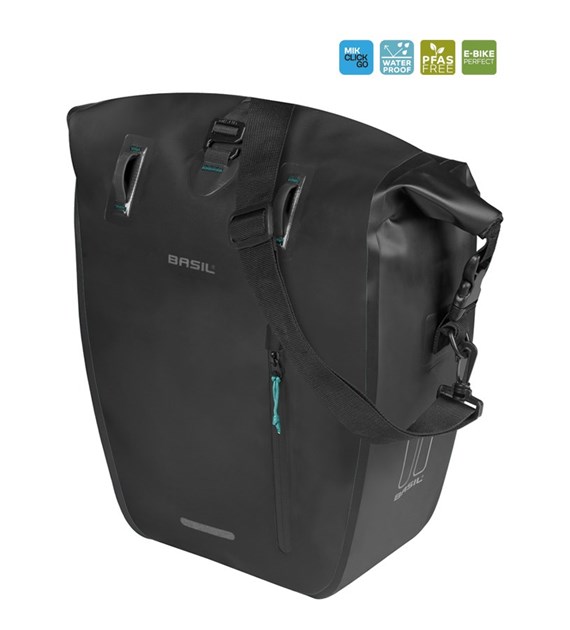 Sakwa pojedyncza BASIL RIVO L SINGLE PANNIER BAG 25-31L, MIK Hooks, wodoodporna, black (NEW 2026)