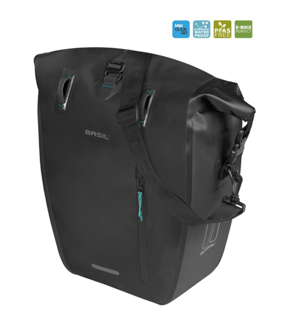 Sakwa pojedyncza BASIL RIVO L SINGLE PANNIER BAG 25-31L, MIK Hooks, wodoodporna, black (NEW 2026)