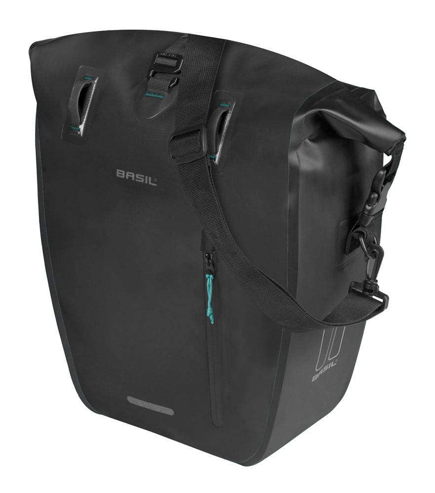 Sakwa pojedyncza BASIL RIVO L SINGLE PANNIER BAG 25-31L, MIK Hooks System, wodoodporna, black (NEW 2026)
