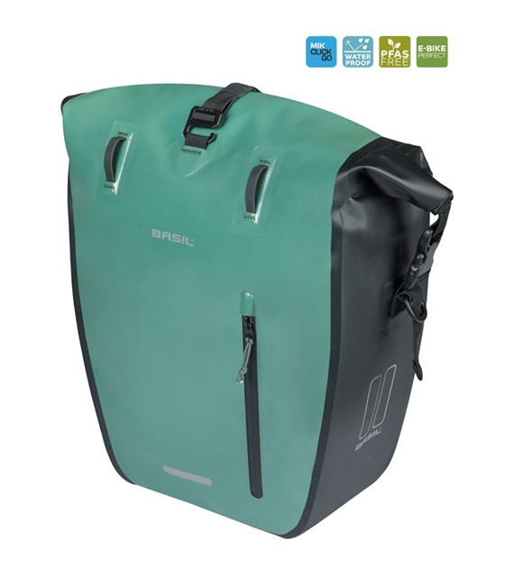 Sakwa pojedyncza BASIL RIVO L SINGLE PANNIER BAG 25-31L, MIK Hooks, wodoodporna, silvergreen/black (NEW 2026)