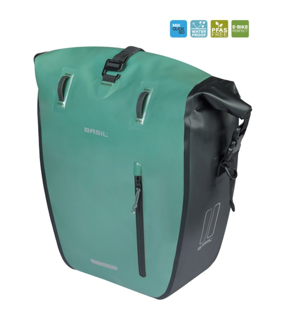 Sakwa pojedyncza BASIL RIVO L SINGLE PANNIER BAG 25-31L, MIK Hooks, wodoodporna, silvergreen/black (NEW 2026)