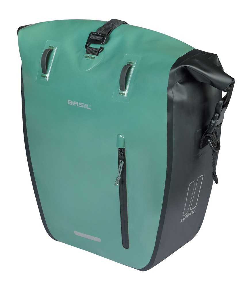 Sakwa pojedyncza BASIL RIVO L SINGLE PANNIER BAG 25-31L, MIK Hooks System, wodoodporna, silvergreen/black (NEW 2026)