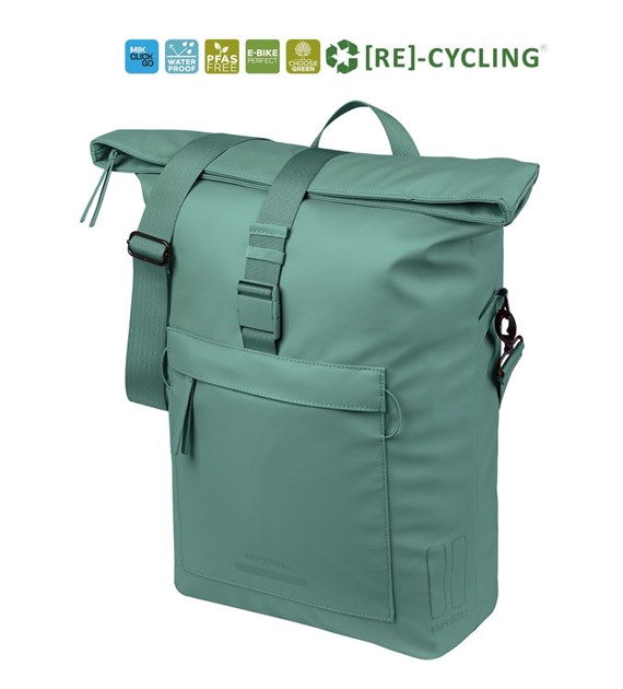 Sakwa pojedyncza BASIL BROOKLYN shoulder bag 17L, MIK Hooks, silvergreen (NEW 2026)