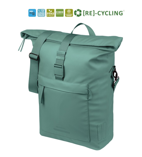 Sakwa pojedyncza BASIL BROOKLYN shoulder bag 17L, MIK Hooks, silvergreen (NEW 2026)