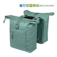 Sakwa podwójna BASIL BROOKLYN DOUBLE PANNIER BAG 41L, MIK System (ready to go), wodoodporna, silvergreen (NEW 2026)