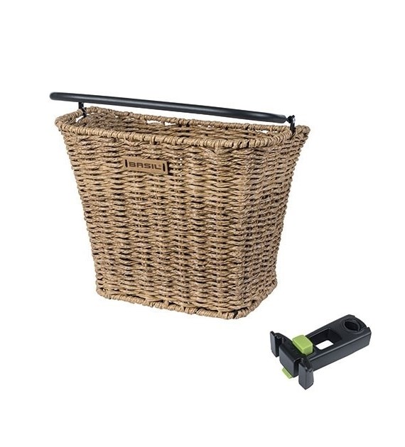 Kosz na kierownicę BASIL BREMEN RATAN LOOK FRONT BASKET, KF A-Head Stem Holder, wspornik 22.4-28.6mm seagrass (NEW)