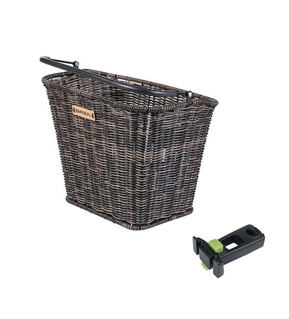 Kosz na kierownicę BASIL BREMEN RATAN LOOK FRONT BASKET, KF A-Head Stem Holder, wspornik 22.4-28.6mm seagrass (NEW)