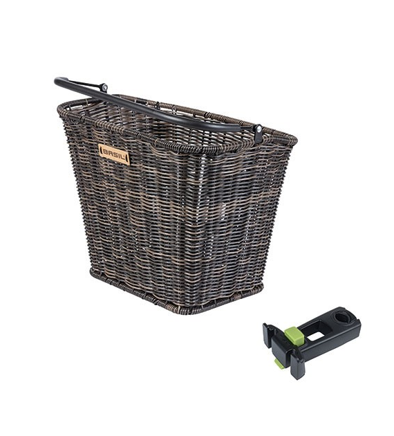 Kosz na kierownicę BASIL BREMEN RATAN LOOK FRONT BASKET, KF A-Head Stem Holder, wspornik 22.4-28.6mm seagrass (WYPRZEDAŻ -50%)